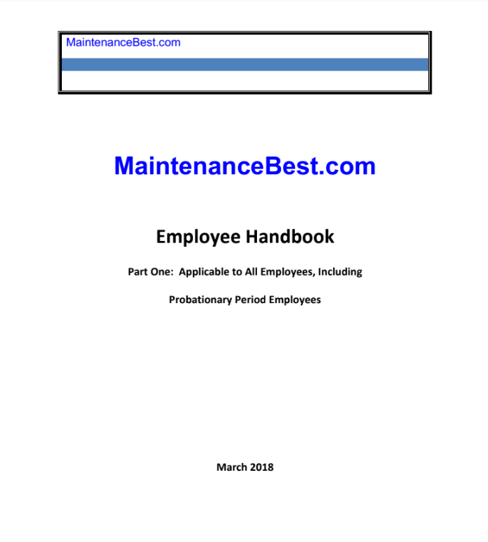 MaintenanceBest Employee Handbook Part 1