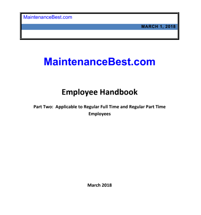 MaintenanceBest Employee Handbook Part 2